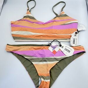 Prana Women's L Willow Falls Reversible Top & Gemma Reversible Bottom Bikini Set